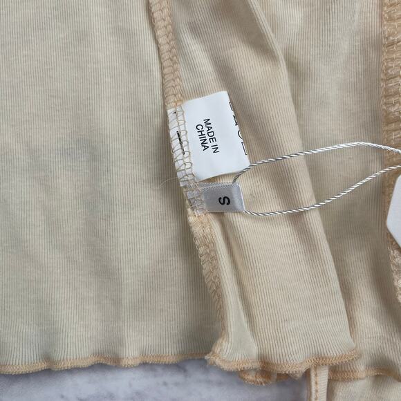 J1567 Ruffle Front Tie Cream Cardigan Size Small - Picture 4 of 7